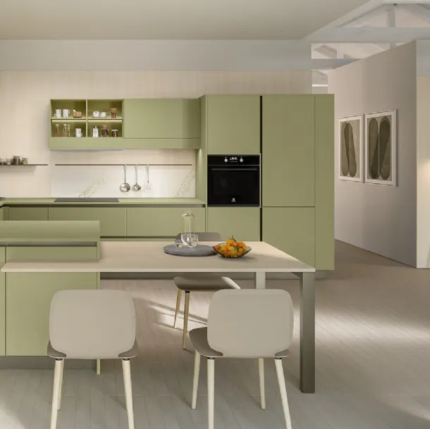 Cucina Moderna con penisola Start-Time J 01 di Veneta Cucine